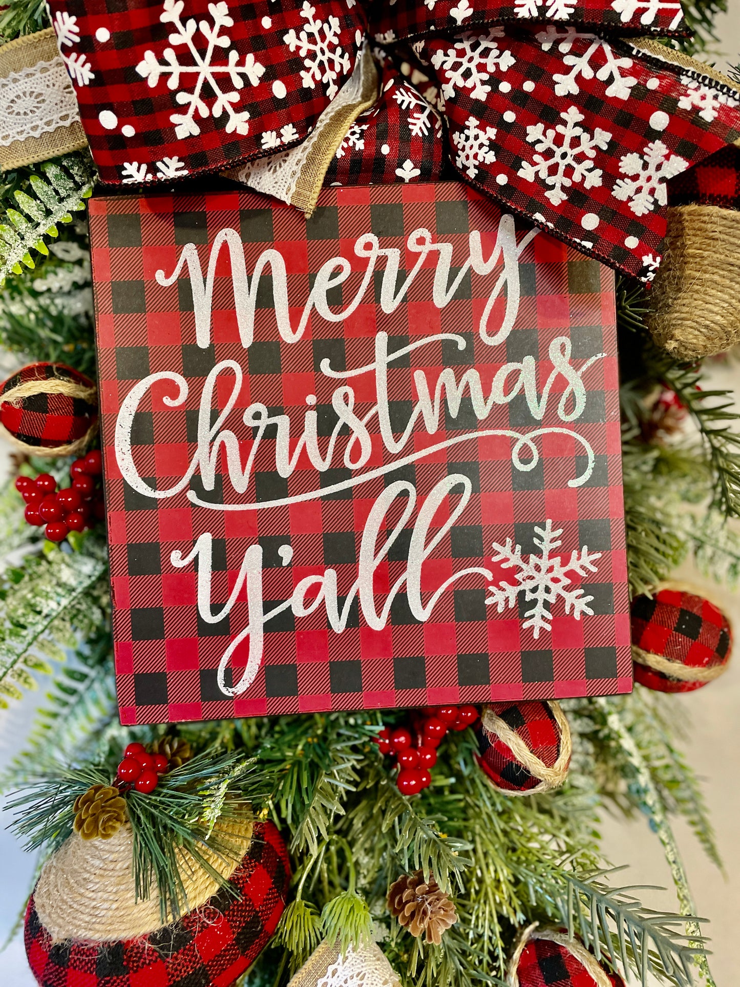 Rustic Christmas Swag Wreath - "Merry Christmas Y'all"