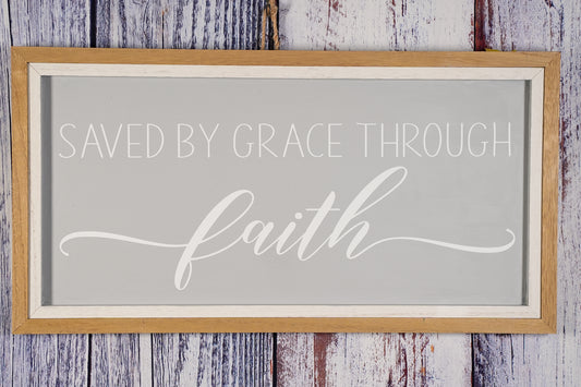 Saved By Grace Wall Decor - Gray