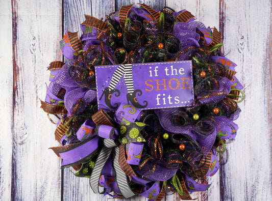 If The Shoe Fits Halloween Witch Wreath