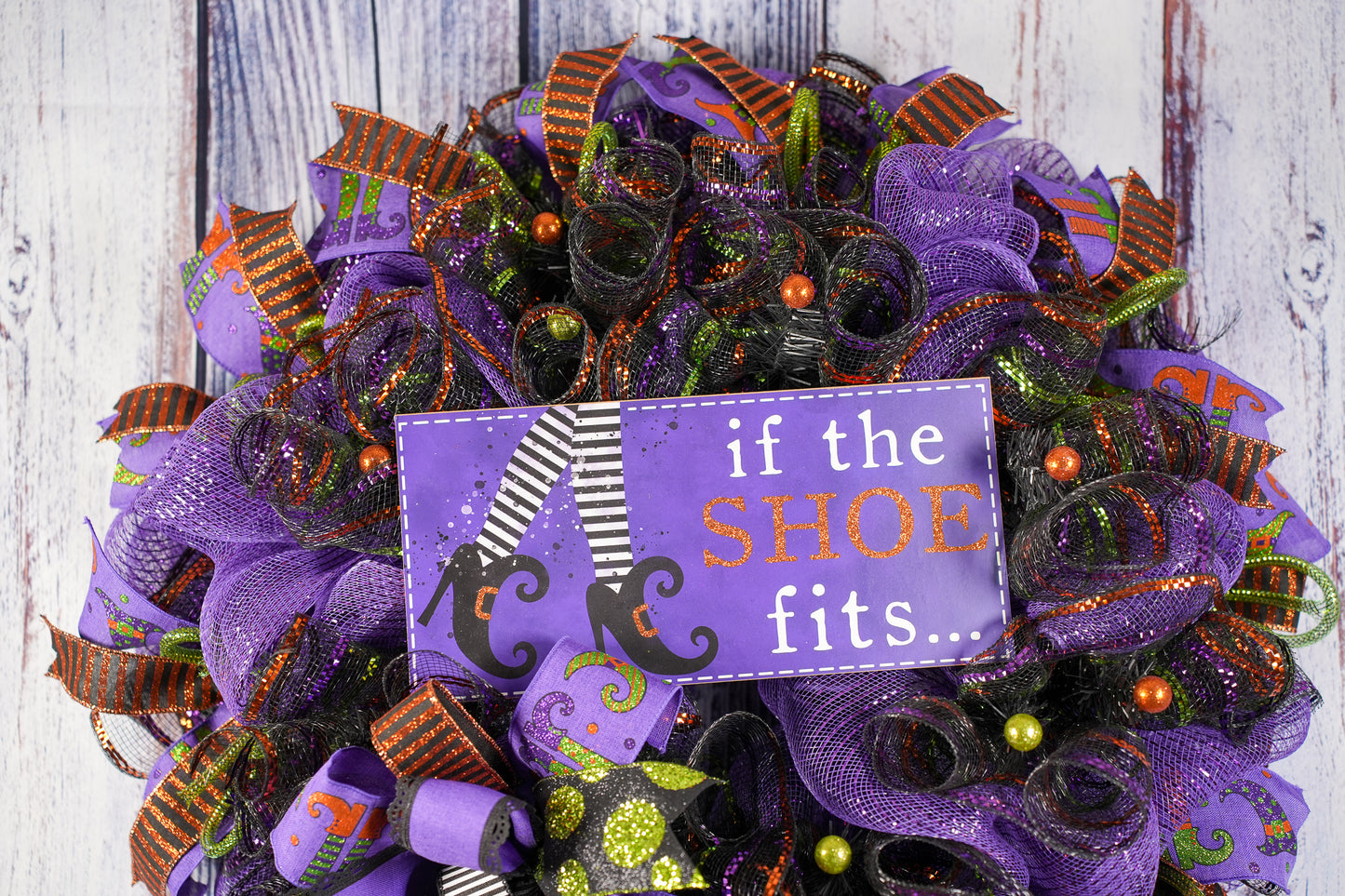 If The Shoe Fits Halloween Witch Wreath